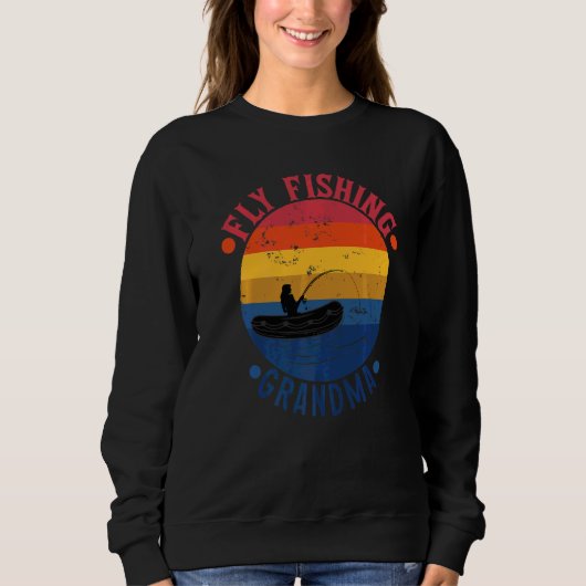 Fliegenfischen Oma Fischerin Mutter Sweatshirt (Vorderseite)