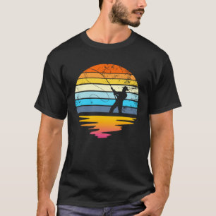 Fliegenfischen Retro Sonnenuntergang Angler Fisch T-Shirt