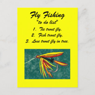 Fliegenfischen "to do list" Postkarte "firecracker