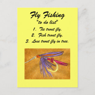 Fliegenfischen "to do list" Postkarte "Güterzug"
