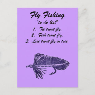 Fliegenfischen "to do list" Postkarte "Lila Matuka