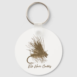 Fliegenfischen Vintage-Elch-Haar-Caddis-Zeichnung Schlüsselanhänger