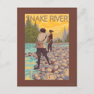 Fliegenfischen von Frauen - Schlangen-Fluss, Idaho Postkarte
