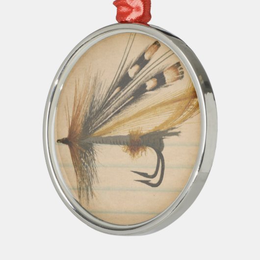 Fliegenfischen von Silber auf Linde Papier Ornament Aus Metall (Links)