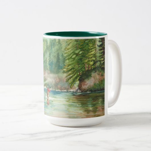 Fliegenfischen Zweifarbige Tasse (VorderseiteRechts)