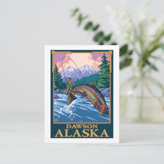Fliegenfischer - Dawson, Alaska Postkarte (Stehend Vorderseite)