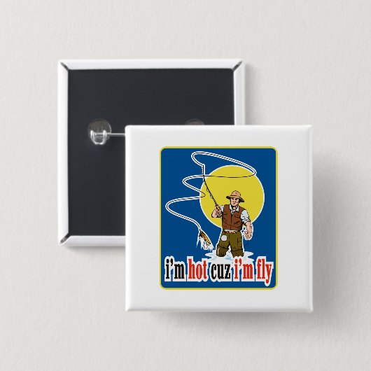 Fliegenfischer-Fischereiköder Button (Vorne & Hinten)
