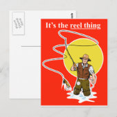 Fliegenfischer mit Angelköder Postkarte (Vorne/Hinten)