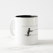 Fliegenfischer Zweifarbige Tasse (Vorderseite Links)