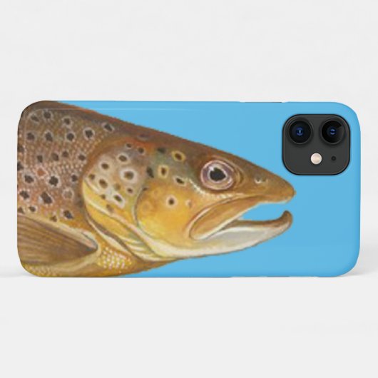 Fliegenfischerei, Brauner Forellenfisch Kopf - Hau Case-Mate iPhone Hülle (Rückseite (Horizontal))