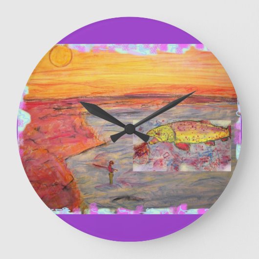 Fliegenfischerei Große Wanduhr (Vorderseite)