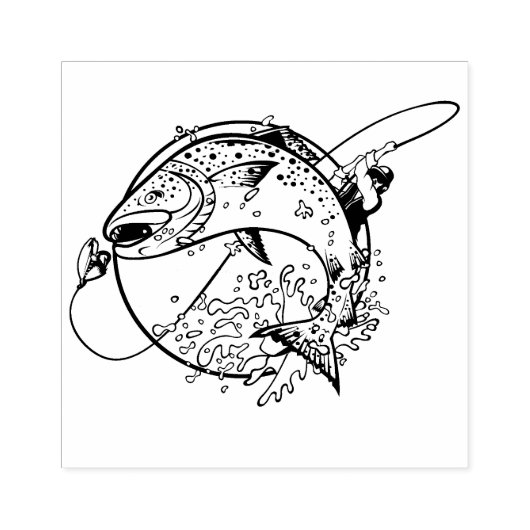 Fliegenfischerei Gummistempel (Prägung)
