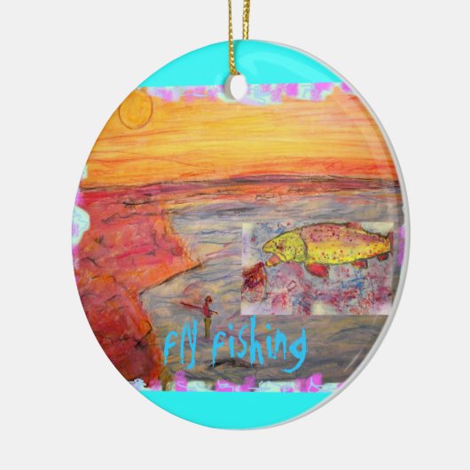 Fliegenfischerei Keramikornament (Links)