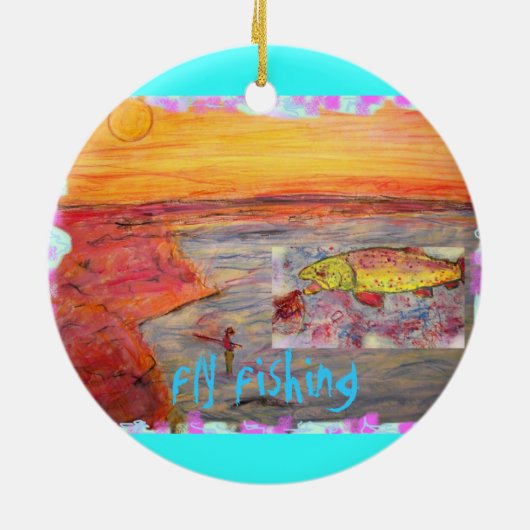 Fliegenfischerei Keramikornament (Hinten)