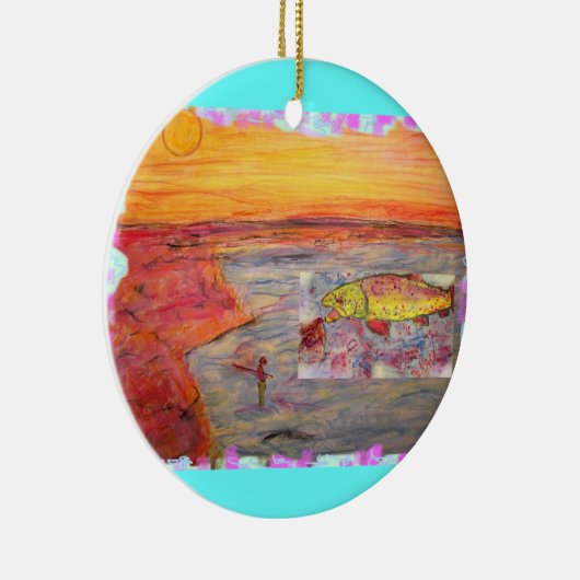 Fliegenfischerei Keramikornament (Rechts)