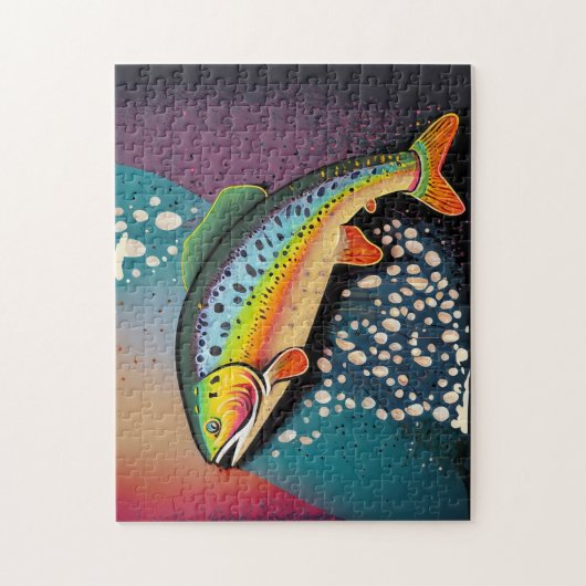 Fliegenfischerei mit Regenbogenforelle Puzzle (Vertikal)