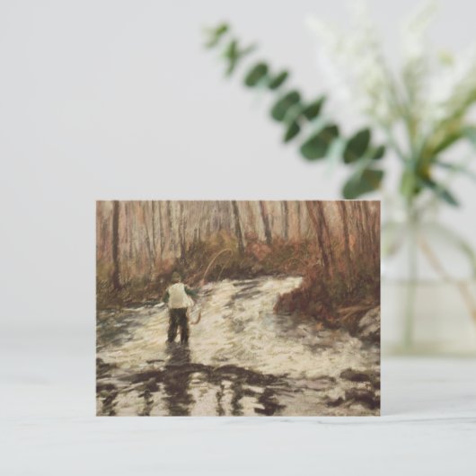 Fliegenfischerei Postkarte (Stehend Vorderseite)