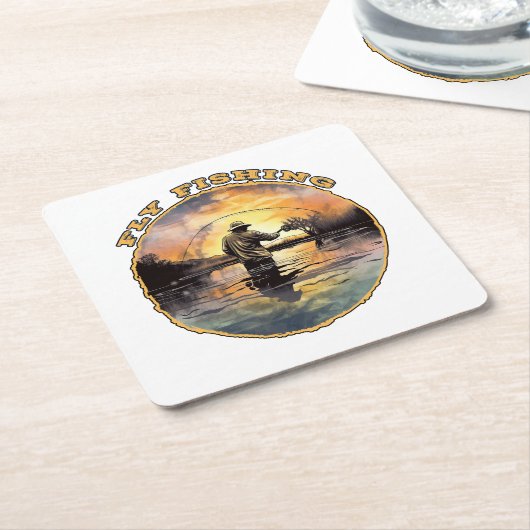 Fliegenfischerei Rechteckiger Pappuntersetzer (angewinkelt)