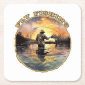 Fliegenfischerei Rechteckiger Pappuntersetzer (Vorderseite)