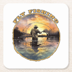 Fliegenfischerei Rechteckiger Pappuntersetzer