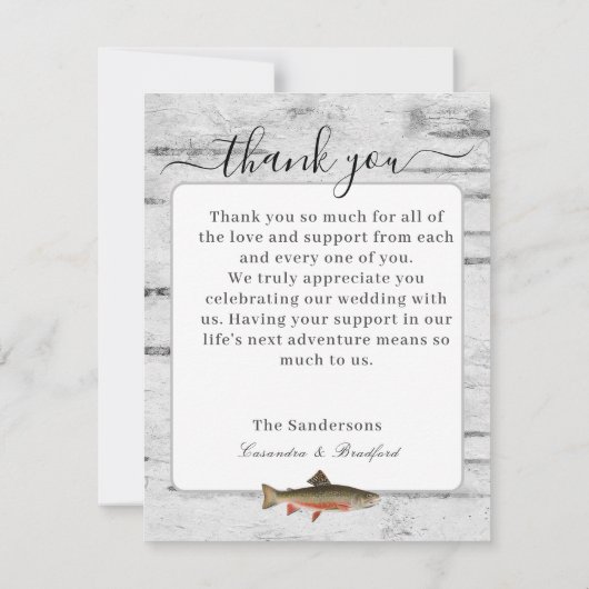 Fliegenfischerei Thema Hochzeit 3 Foto Collage Dankeskarte (Rückseite)