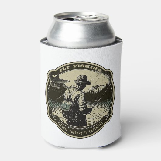 Fliegenfischerei - weil Therapie teuer ist Dosenkühler (Kanne Vorderseite)