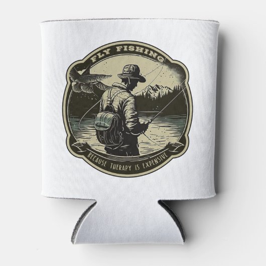 Fliegenfischerei - weil Therapie teuer ist Dosenkühler (Vorderseite)