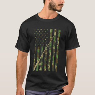Fliegenfischerrute und -rolle Amerikanische Flagge T-Shirt