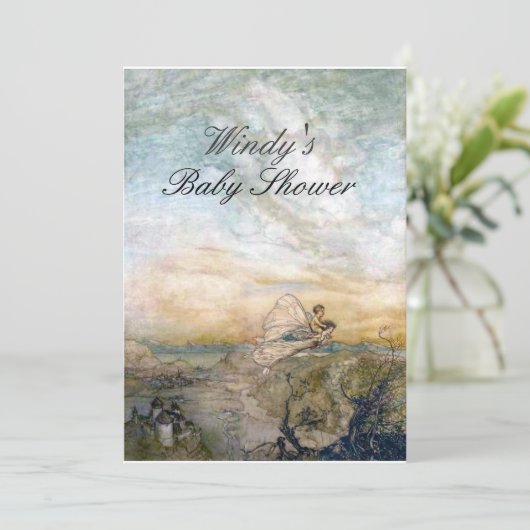 Fliegenfliegen mit Kinderdusche einladen Einladung (Stehend Vorderseite)