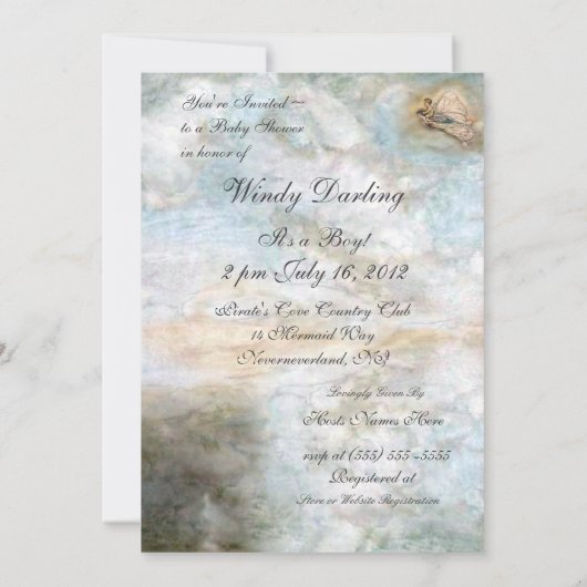 Fliegenfliegen mit Kinderdusche einladen Einladung (Rückseite)