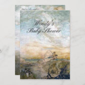 Fliegenfliegen mit Kinderdusche einladen Einladung (Vorne/Hinten)