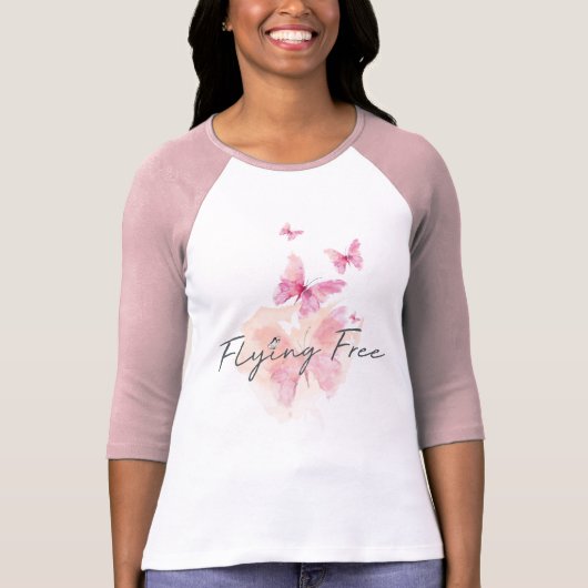 Fliegenfreier rosa Raglan-T - Shirt (Vorderseite)