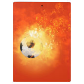 Fliegenfußball mit Flammen Klemmbrett (Rückseite)