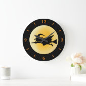 Fliegengeheftete Hexe Silhouette große runde Uhr (Zuhause)