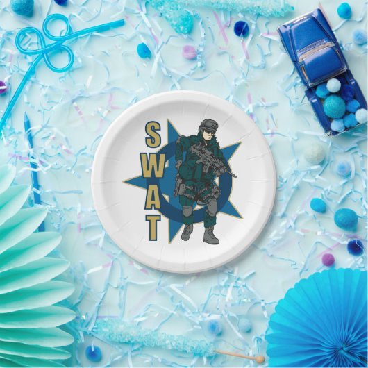 FLIEGENKLATSCHE Polizeibeamte Pappteller (Party)