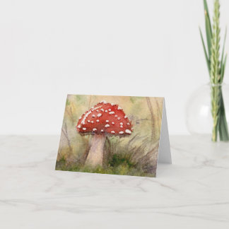 Fliegenpilz Amanita Muscaria Aquarell Pilz Dankeskarte