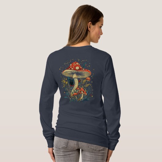 Fliegenpilz Botanical Longsleeve T-Shirt (Schwarz voll)