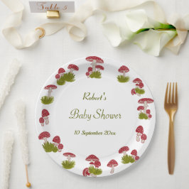 Fliegenpilz Goblincore Garten Grün Baby Shower Pappteller