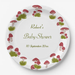 Fliegenpilz Goblincore Garten Grün Baby Shower Pappteller