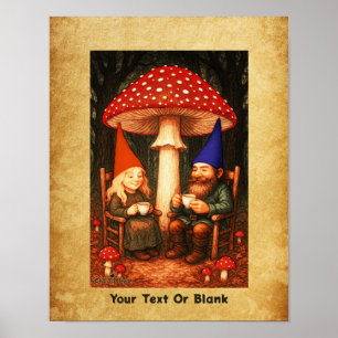 Fliegenpilz und Gnome Poster