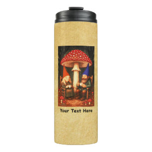 Fliegenpilz und Gnome Thermosbecher