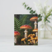 Fliegenpilze Wald Botanisch Postkarte (Stehend Vorderseite)