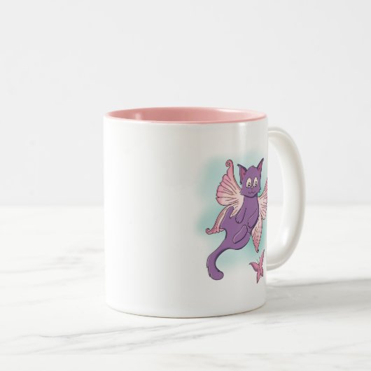 Fliegenrosa und Lila Fairy Cat Zweifarbige Tasse (VorderseiteRechts)