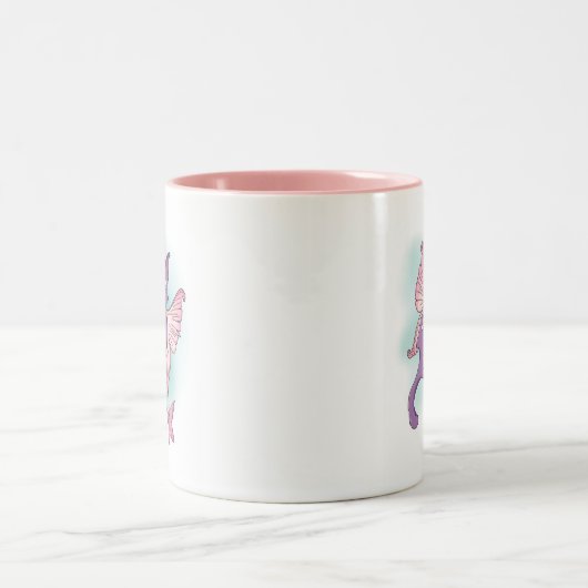 Fliegenrosa und Lila Fairy Cat Zweifarbige Tasse (Mittel)