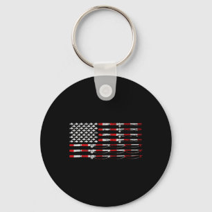 Fliegenrute American Flag Geschenk für Angler  Schlüsselanhänger