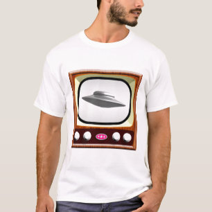 FliegenSaucer auf 50er Fernsehen T-Shirt