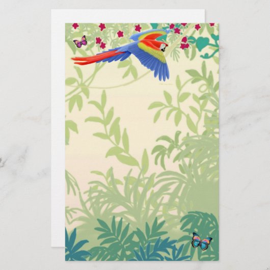 FliegenScharlachrot Macaw-im Regenwald-Briefpapier Briefpapier (Vorne/Hinten)