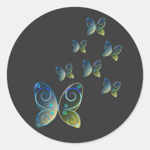 Fliegenschmetterlinge Runder Aufkleber