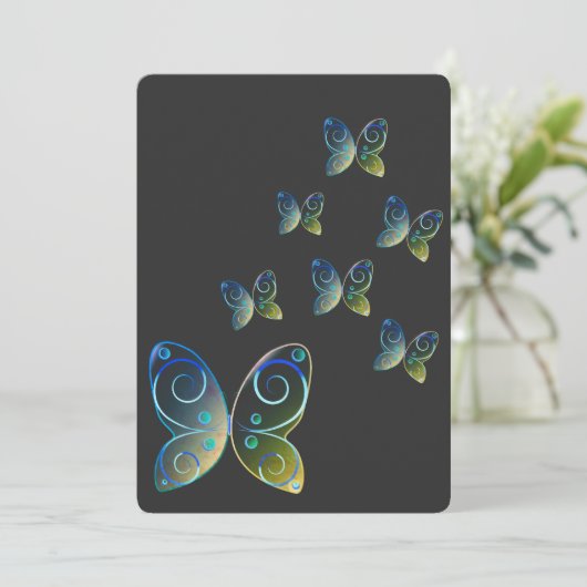 Fliegenschmetterlinge Save The Date (Stehend Vorderseite)