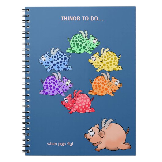 Fliegenschwein-Farbradnotizbuch Notizblock (Vorderseite)